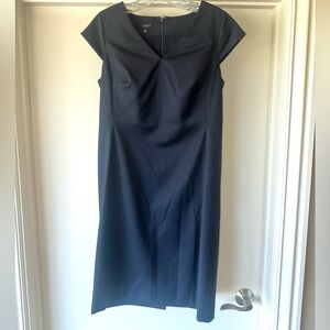 Navy Pinstripe Sheath Dress | Chic Office Work Dress | Size 6